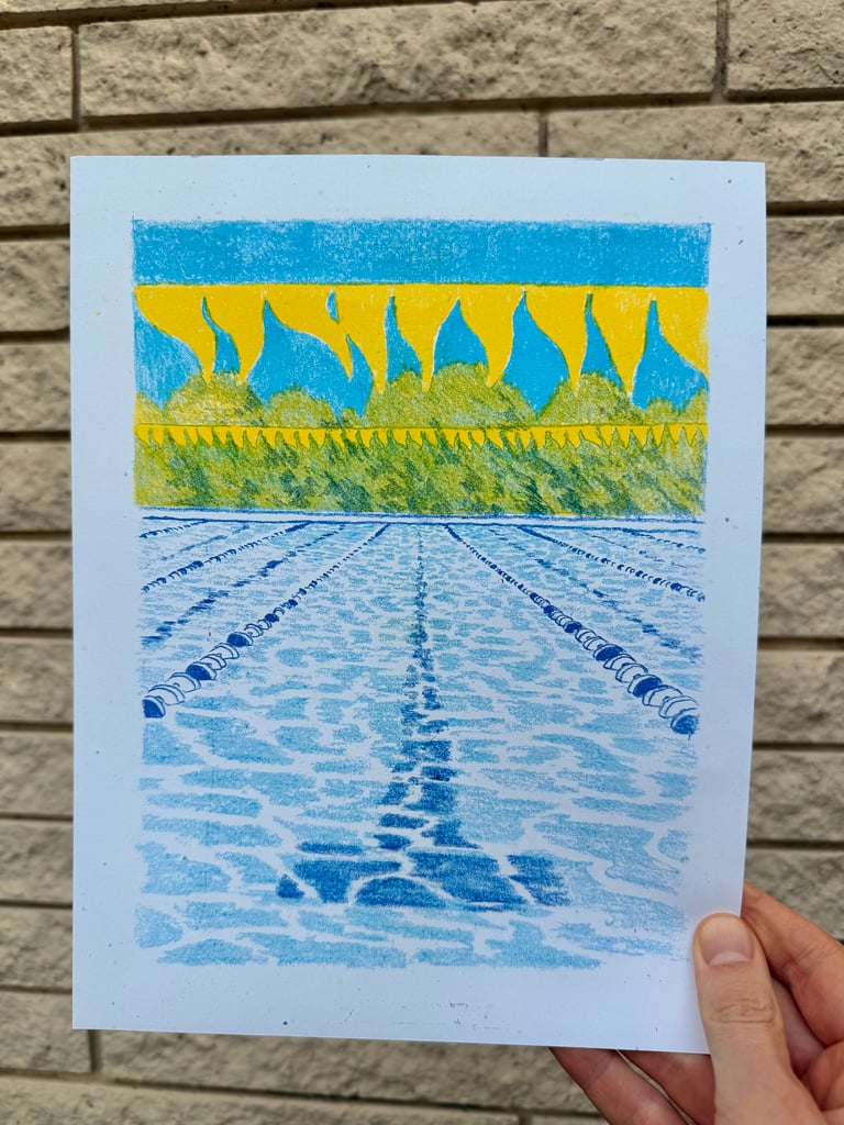 Forest Park Pool Riso Print