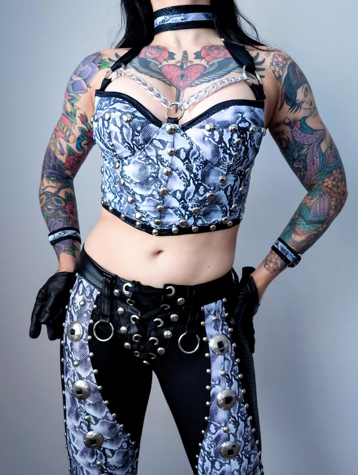 Snake Longline Bustier w/ Choker & Wristlets