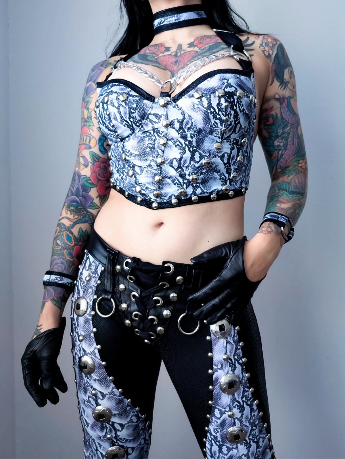 Snake Longline Bustier w/ Choker & Wristlets