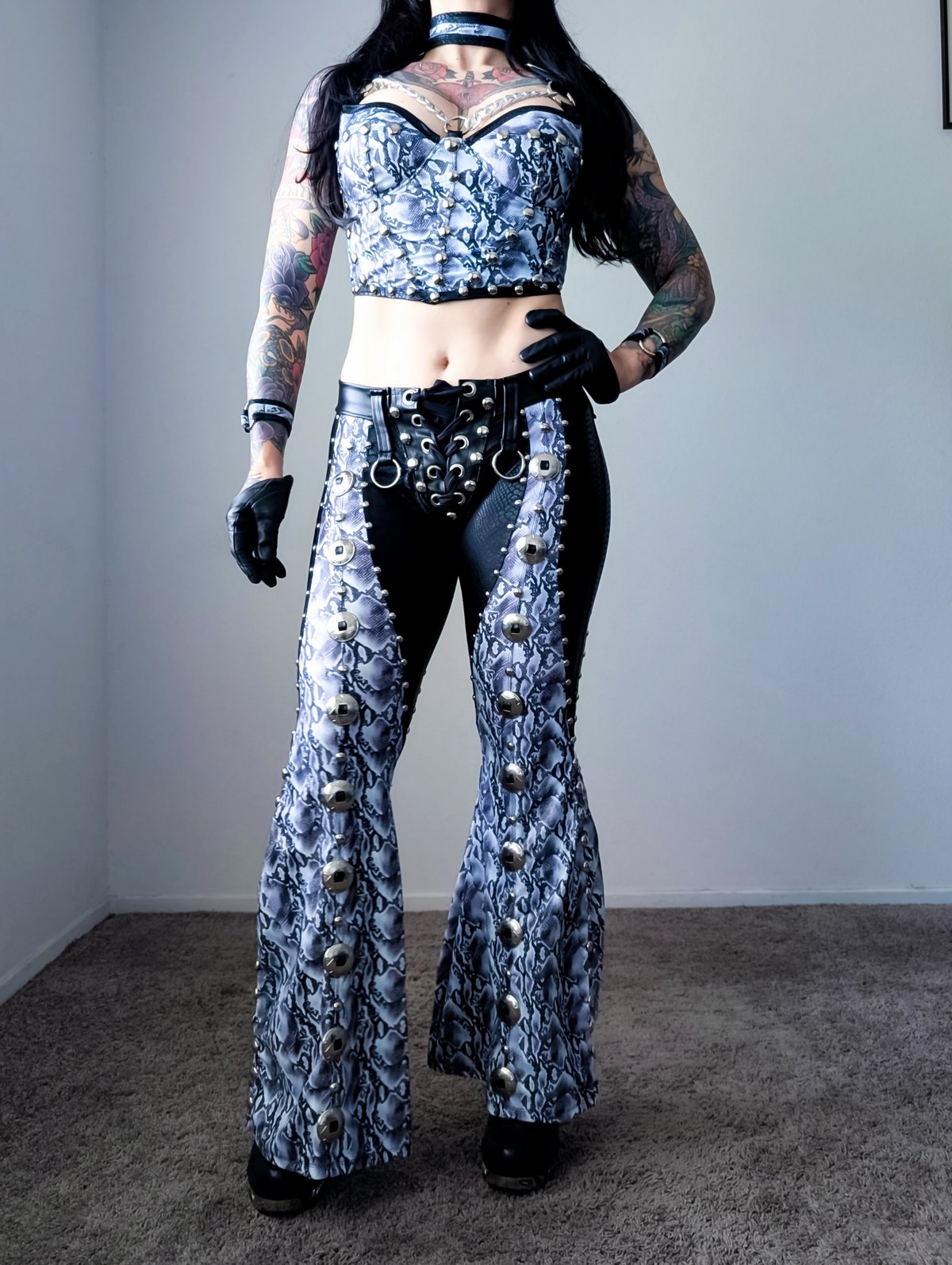 White Snake Conchos & Chaps Bell-Bottoms