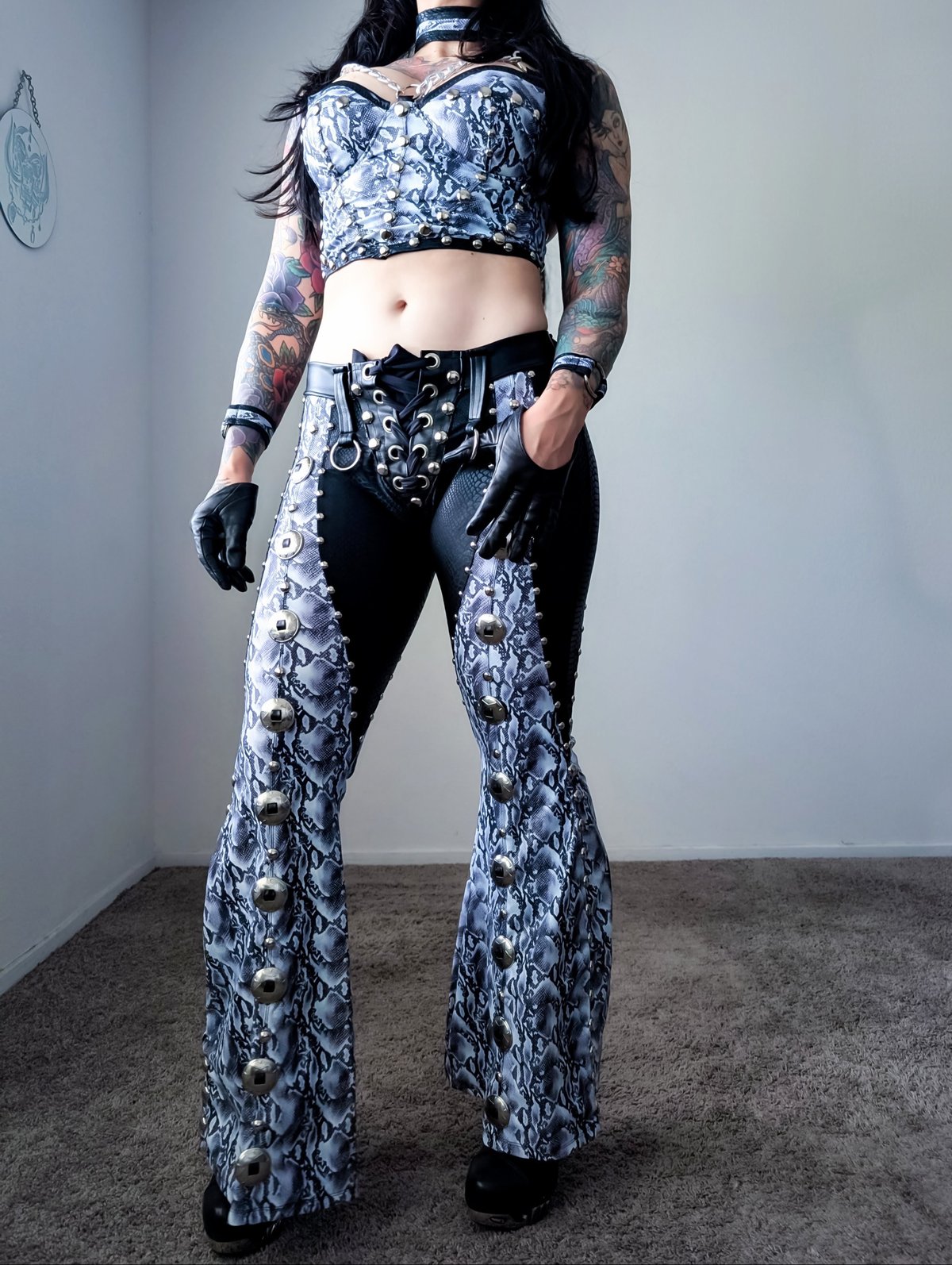 White Snake Conchos & Chaps Bell-Bottoms