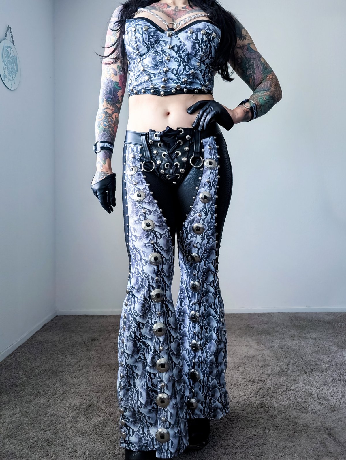 White Snake Conchos & Chaps Bell-Bottoms