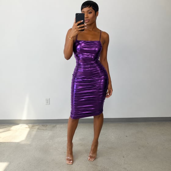 Image of Metallic Midi Dress