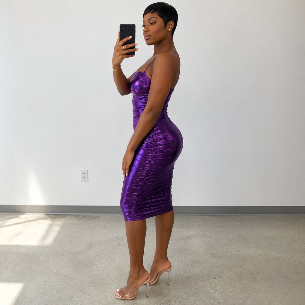 Image of Metallic Midi Dress