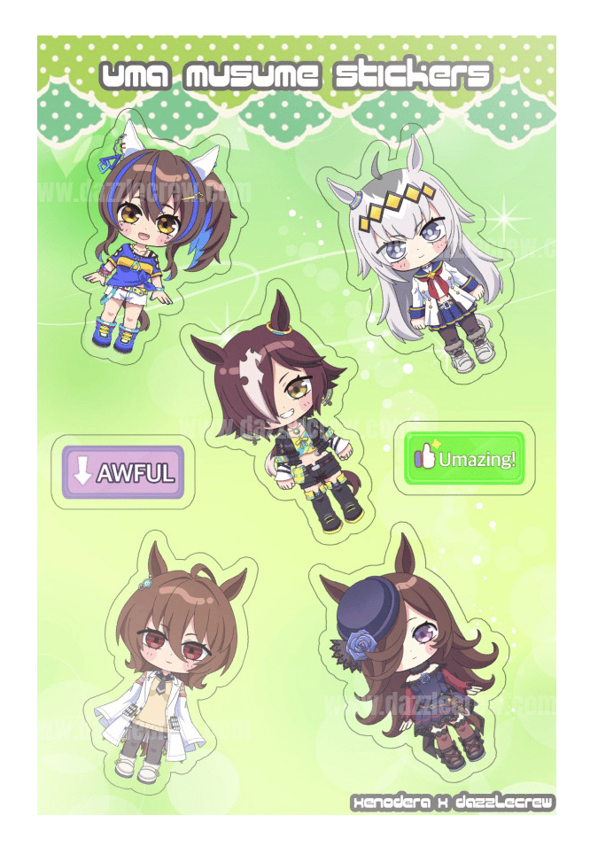 Image of IN STOCK Uma Musume Gloss Vinyl Sticker Sheet #2
