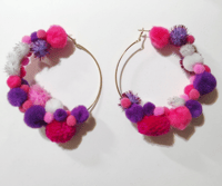 Image 2 of Fun Festival Hoop Earrings (Pink)