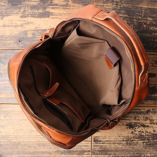 Image of Full Grain Leather Backpack Travel Backpack,Laptop Bag, School Backpack