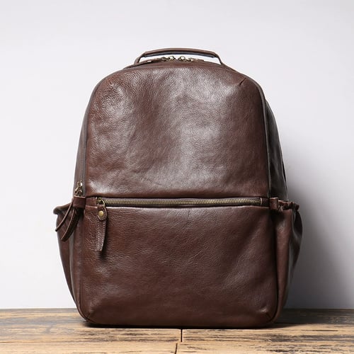 Image of Full Grain Leather Backpack Travel Backpack,Laptop Bag, School Backpack