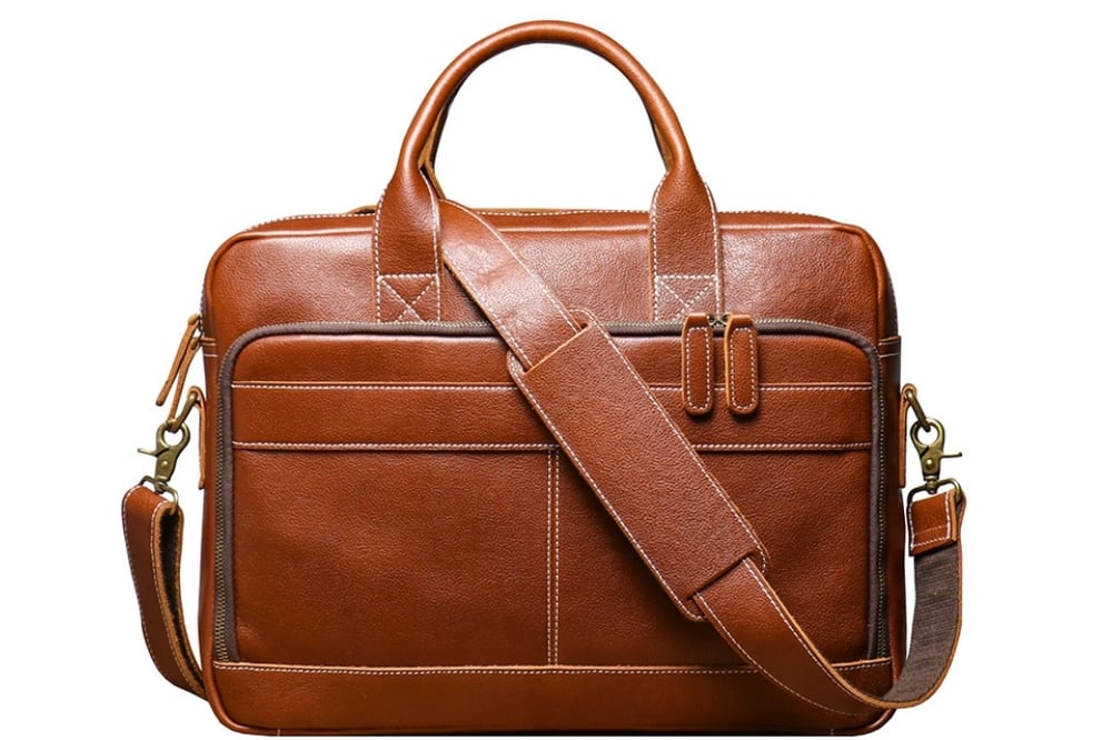 Image of Handmade Full Grain Leather Briefcase, Laptop Bag, Business Handbag 
