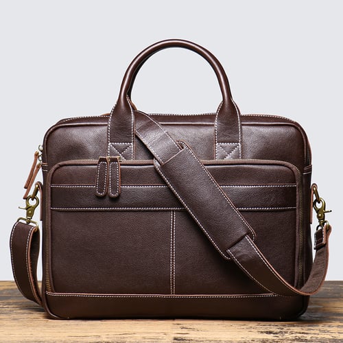 Image of Handmade Full Grain Leather Briefcase, Laptop Bag, Business Handbag 
