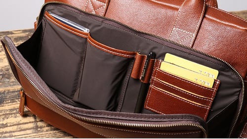 Image of Handmade Full Grain Leather Briefcase, Laptop Bag, Business Handbag 