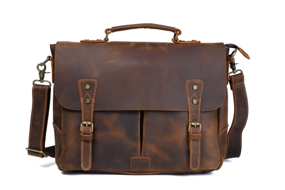 Image of Handmade Crazy Horse Leather Briefcase ,Messenger Bag, Laptop Bag 