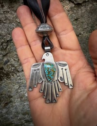 Image 4 of WL&A Handmade Old Style Ingot Gem Grade Webbed Kingman Thunderbird Pendant