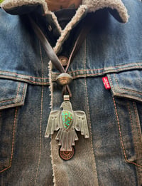 Image 1 of WL&A Handmade Old Style Ingot Gem Grade Webbed Kingman Thunderbird Pendant