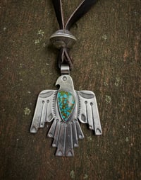 Image 3 of WL&A Handmade Old Style Ingot Gem Grade Webbed Kingman Thunderbird Pendant