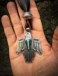 Image 2 of WL&A Handmade Old Style Ingot Black Jack Thunderbird Pendant w/ Walking Liberty Pearl Top