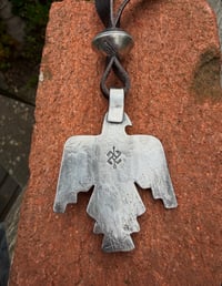 Image 5 of WL&A Handmade Old Style Ingot Black Jack Thunderbird Pendant w/ Walking Liberty Pearl Top