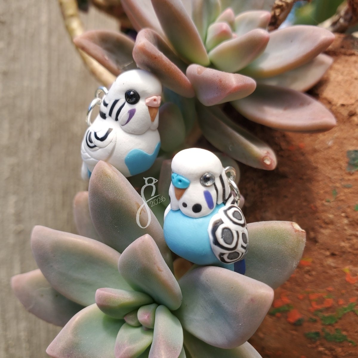 Light Blue Budgie Charm
