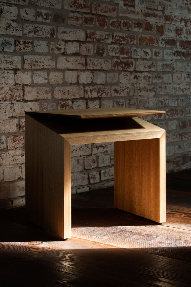 CLIPPED WING 450MM STOOL/SIDE TABLE IN TASMANIAN OAK