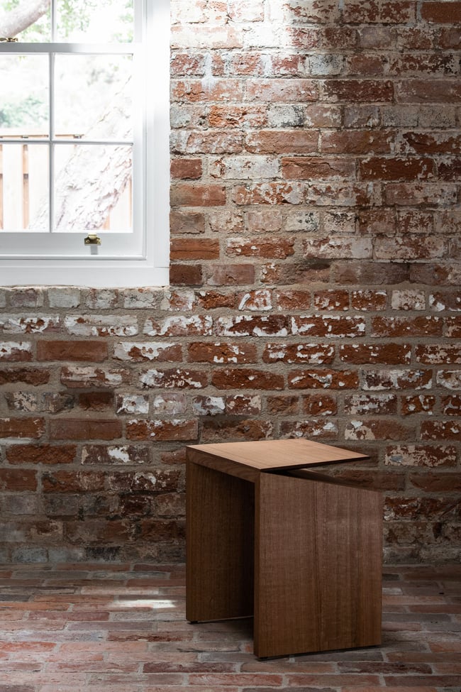 CLIPPED WING 450MM STOOL/SIDE TABLE IN TASMANIAN OAK