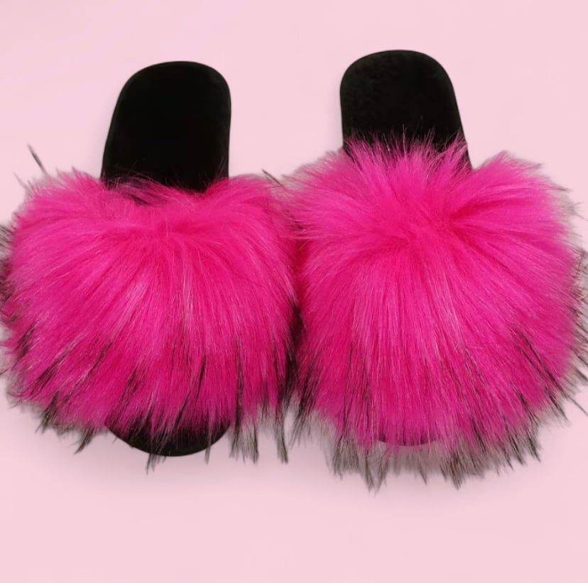 Image of Faux fur slides