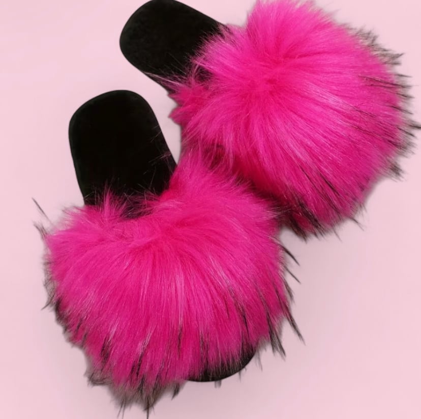 Image of Faux fur slides