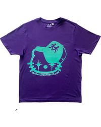Image 1 of (emo) kitty tee (green/purple)