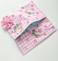 Image 1 of Hand embroidered gingham pouch