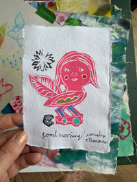 Image 2 of Good morning ! Hand finished relief print 