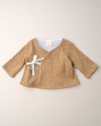 Image 1 of Cache-coeur Isadora · Caramel à pois côtelé · Coton biologique