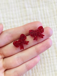 Image 2 of Glitter Bow Studs