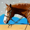 "Chestnut Horse and Stars Study" - Original Gouache Painting