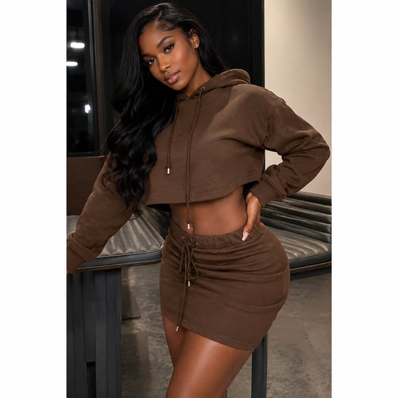 Image of Cropped Hoodie Skirt Set 
