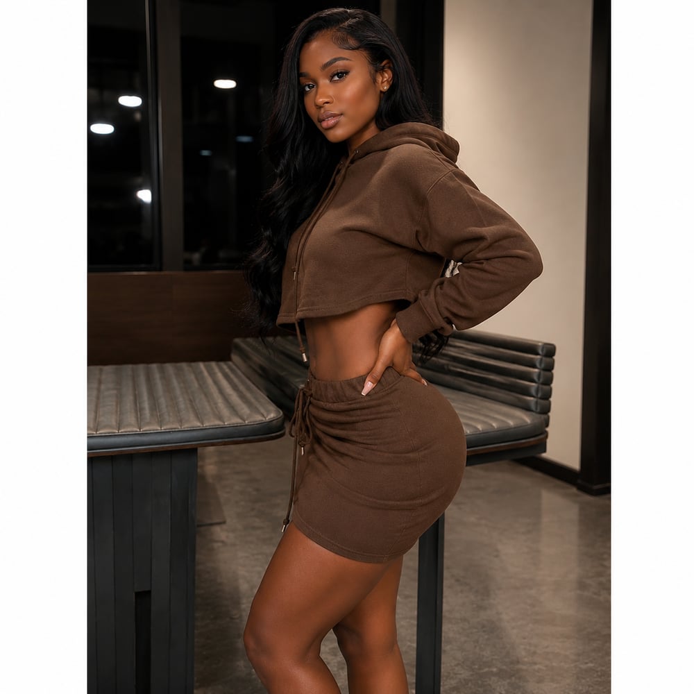 Image of Cropped Hoodie Skirt Set 
