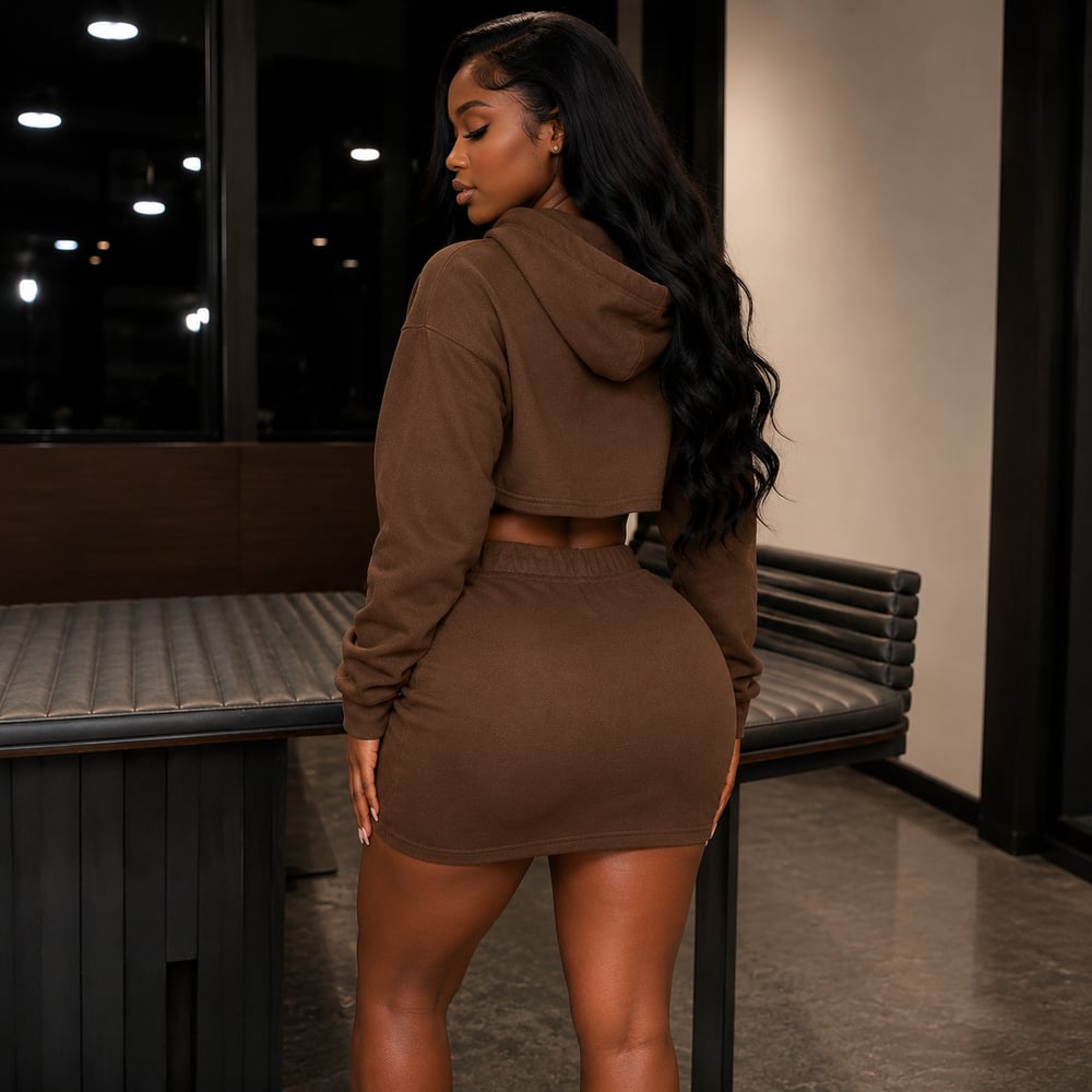 Image of Cropped Hoodie Skirt Set 
