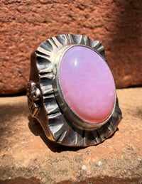 Image 1 of WL&A Old Style Aged Bronze & Sterling Silver Pink Opal Thunderbird Signet...