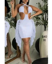 White Fringe Dress