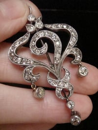 Image 1 of EDWARDIAN 18CT SILVER DIAMOND LAVALIERE PENDANT 2.50ct 