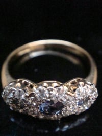 Image 2 of STUNNING QUALITY EDWARDIAN  18CT SAPPHIRE DIAMOND TRIPLE CLUSTER RING