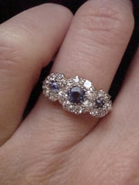 Image 5 of STUNNING QUALITY EDWARDIAN  18CT SAPPHIRE DIAMOND TRIPLE CLUSTER RING