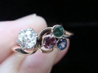 Image 3 of STUNNING QUALITY EDWARDIAN  18CT SAPPHIRE DIAMOND  EMERALD TOURMALINE RING