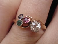 Image 6 of STUNNING QUALITY EDWARDIAN  18CT SAPPHIRE DIAMOND  EMERALD TOURMALINE RING