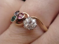 Image 7 of STUNNING QUALITY EDWARDIAN  18CT SAPPHIRE DIAMOND  EMERALD TOURMALINE RING