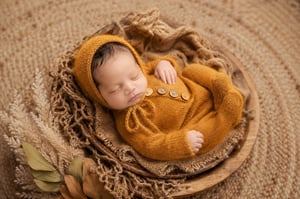 Image of Footed Romper and Bonnet Set - MUSTARD