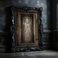Image 1 of Lady Death Gothic Medieval Picture Print | Brass Rubbing Inspired Dark Fantasy Wall Art