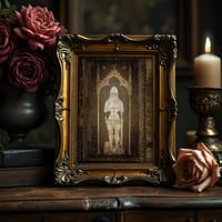 Image 3 of Death Knight Gothic Medieval Picture Print | Brass Rubbing Inspired Dark Fantasy Wall Art