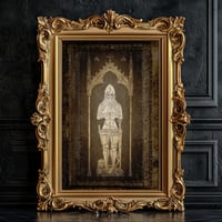 Image 1 of Death Knight Gothic Medieval Picture Print | Brass Rubbing Inspired Dark Fantasy Wall Art
