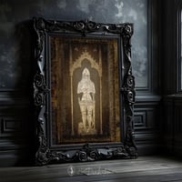Image 2 of Death Knight Gothic Medieval Picture Print | Brass Rubbing Inspired Dark Fantasy Wall Art