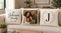 Image 2 of Custom Pillow Covers – Personalized Photo, Family Name & Monogram Pillows