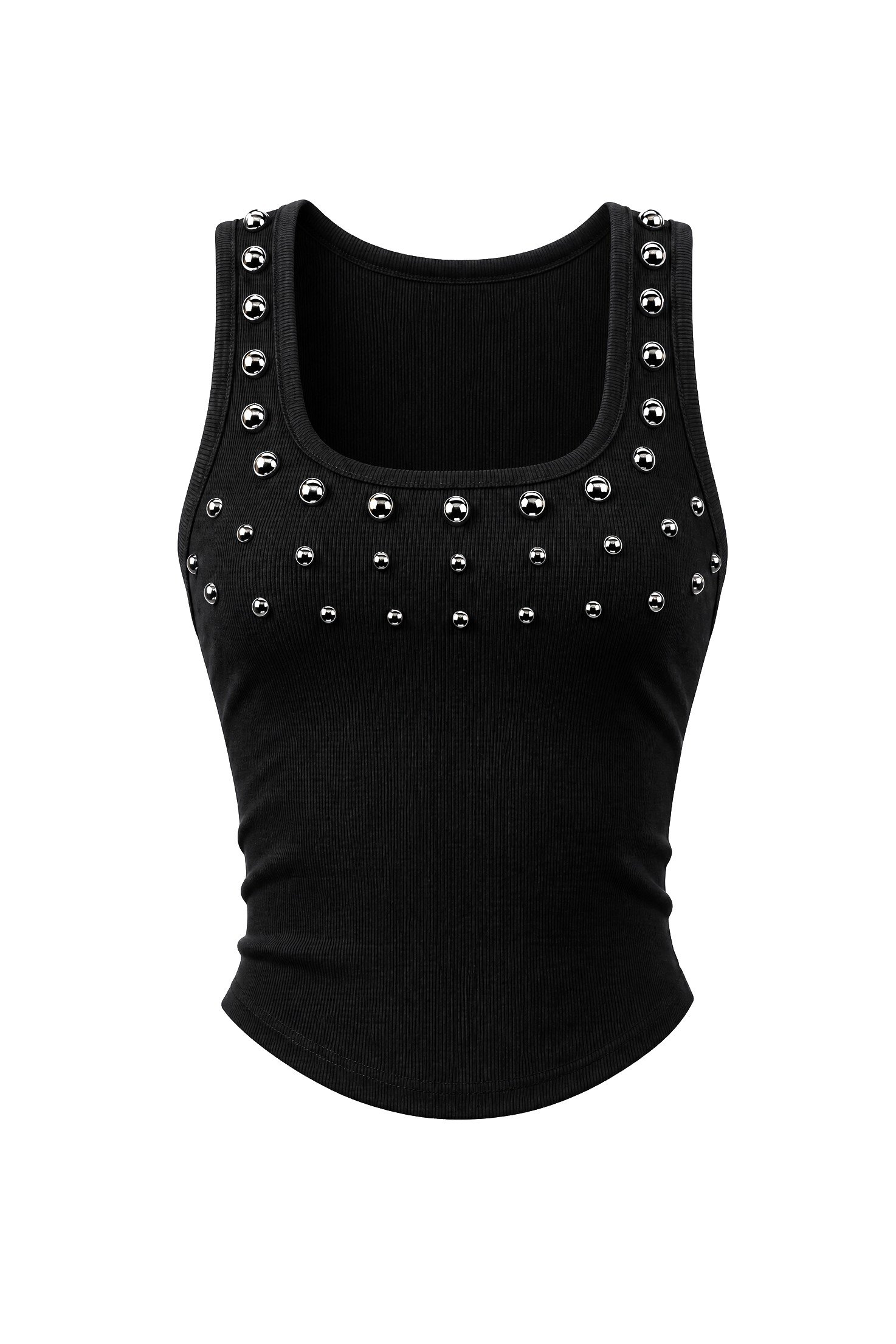 Image of Studded Ribbed Crop Tank Top